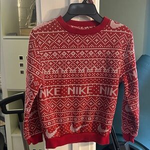 Nike Festive Red and White Knit Sweater